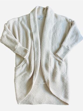 Cupcakes & Cashmere Cozy Shawl Collar Open-Front Sweater Cardigan - Cream Small